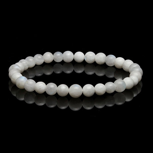 Pulsera Elástica de Piedra Luna Blanca Natural (Intuición y Nuevos Comienzos)