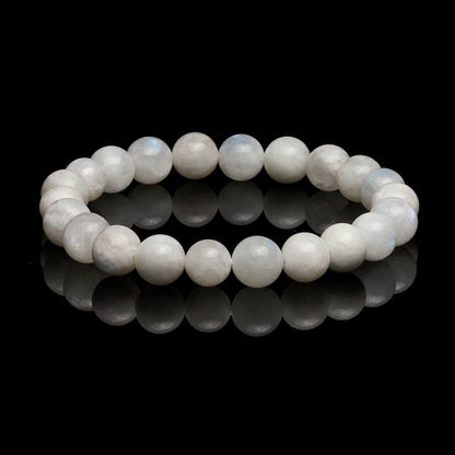 Pulsera Elástica de Piedra Luna Blanca Natural (Intuición y Nuevos Comienzos)