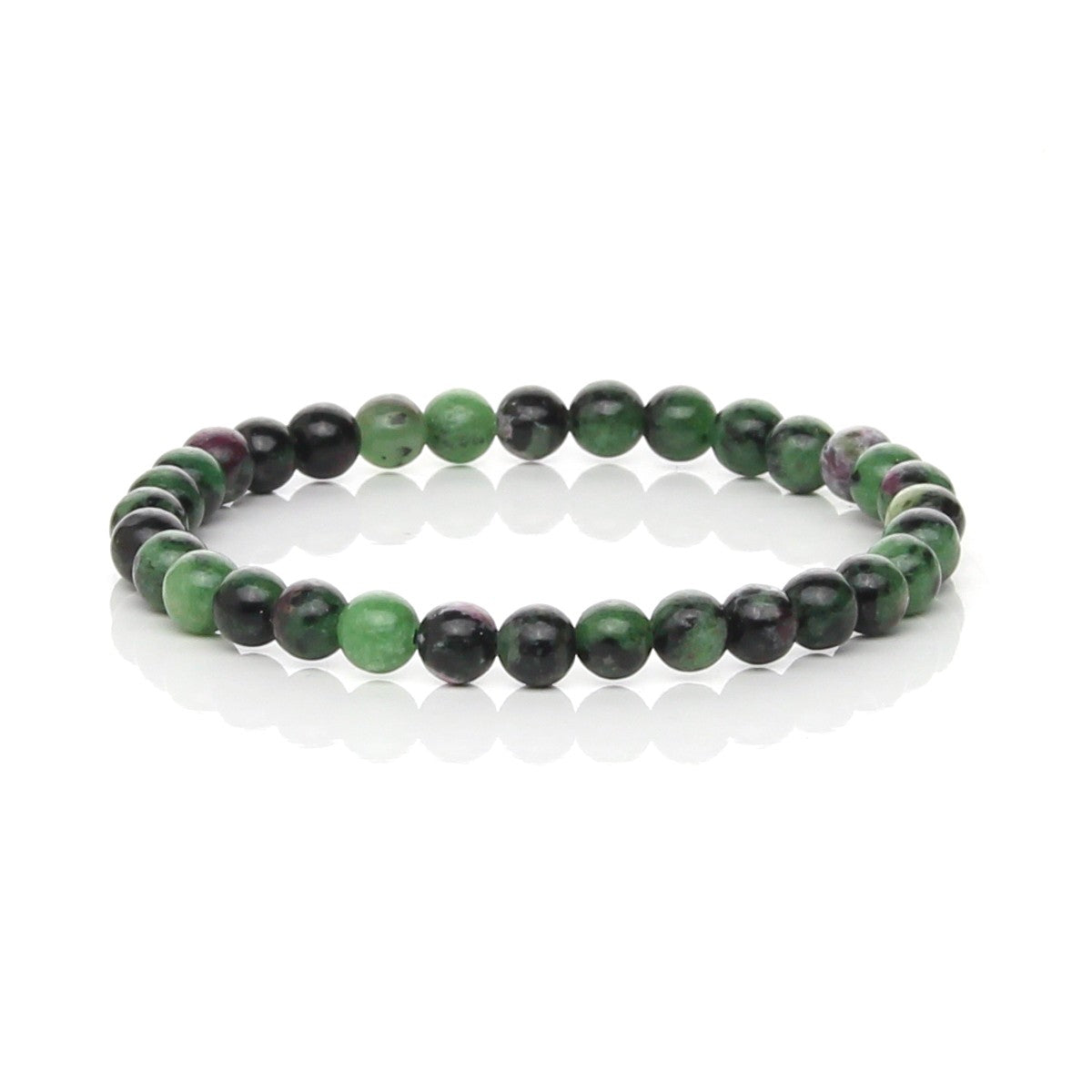 Pulsera Elástica de Zoisita con Rubí Natural (Vitalidad y Equilibrio del Corazón)