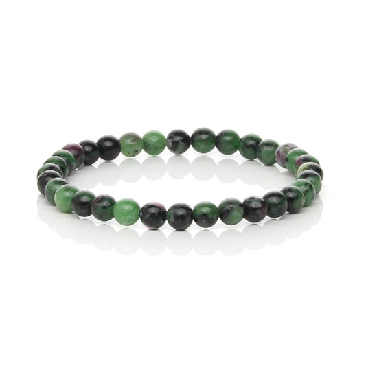 Pulsera Elástica de Zoisita con Rubí Natural (Vitalidad y Equilibrio del Corazón)