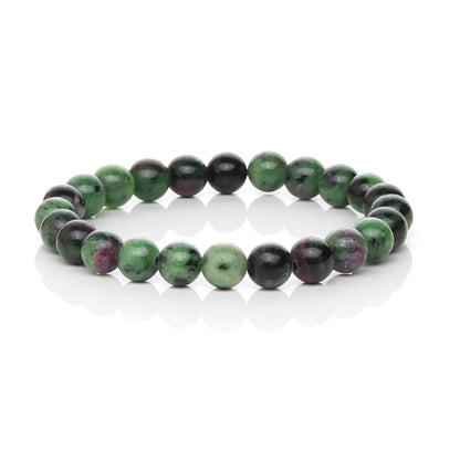 Pulsera Elástica de Zoisita con Rubí Natural (Vitalidad y Equilibrio del Corazón)