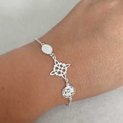 Pulsera de Plata Sagrada - Triple Amuleto de Protección Espiritual