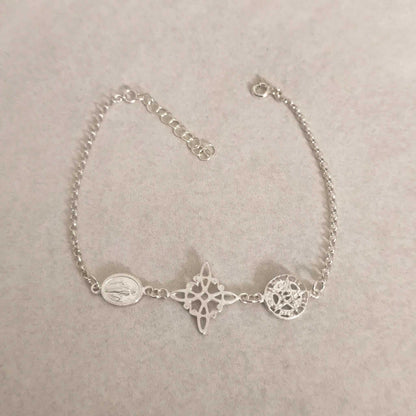 Pulsera de Plata Sagrada - Triple Amuleto de Protección Espiritual