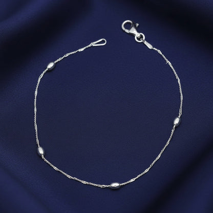 Pulsera de Cadena de Plata de Ley 925 Rodiada con Detalles Ovales - Joyería Minimalista Fina y Regalo Elegante