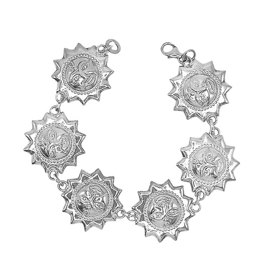 Pulsera de Eslabones Soles Radiantes en Plata de Ley 925