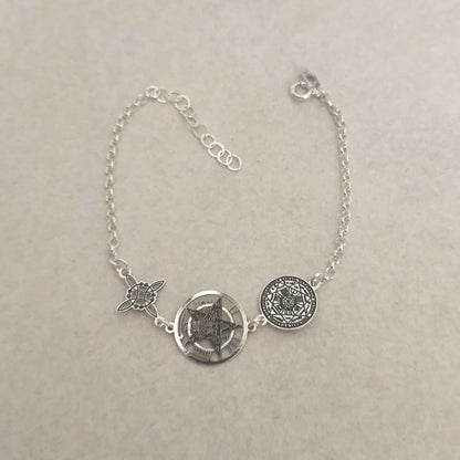 Pulsera de Plata de Ley 925 con Amuletos Sagrados - Nudo de Bruja, Tetragramatón y Siete Arcángeles