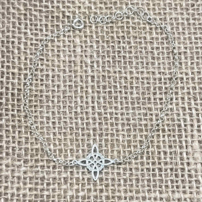 Pulsera Nudo de Bruja Rolo (Plata de Ley 925) - Amuleto Celta de Protección, Fuerza y Disuasión de Hechizos