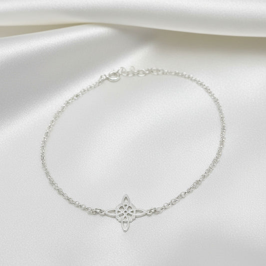Pulsera Nudo de Bruja Rolo (Plata de Ley 925) - Amuleto Celta de Protección, Fuerza y Disuasión de Hechizos