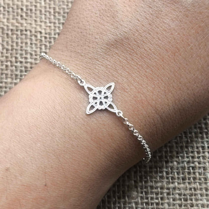Pulsera Nudo de Bruja Rolo (Plata de Ley 925) - Amuleto Celta de Protección, Fuerza y Disuasión de Hechizos