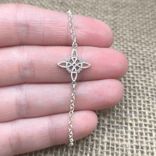 Pulsera Nudo de Bruja Rolo (Plata de Ley 925) - Amuleto Celta de Protección, Fuerza y Disuasión de Hechizos