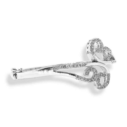 Pulsera Brazalete Rígido Rodiado con Rizos de Circonitas Engastadas en Plata de Ley 925