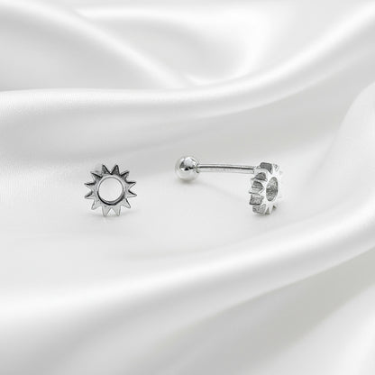 Pendientes Sol en Plata de Ley 925 Rodiada - Amuleto de Luz y Regalo Espiritual de Vitalidad