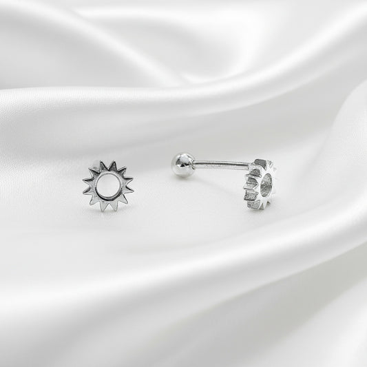Pendientes Sol en Plata de Ley 925 Rodiada - Amuleto de Luz y Regalo Espiritual de Vitalidad
