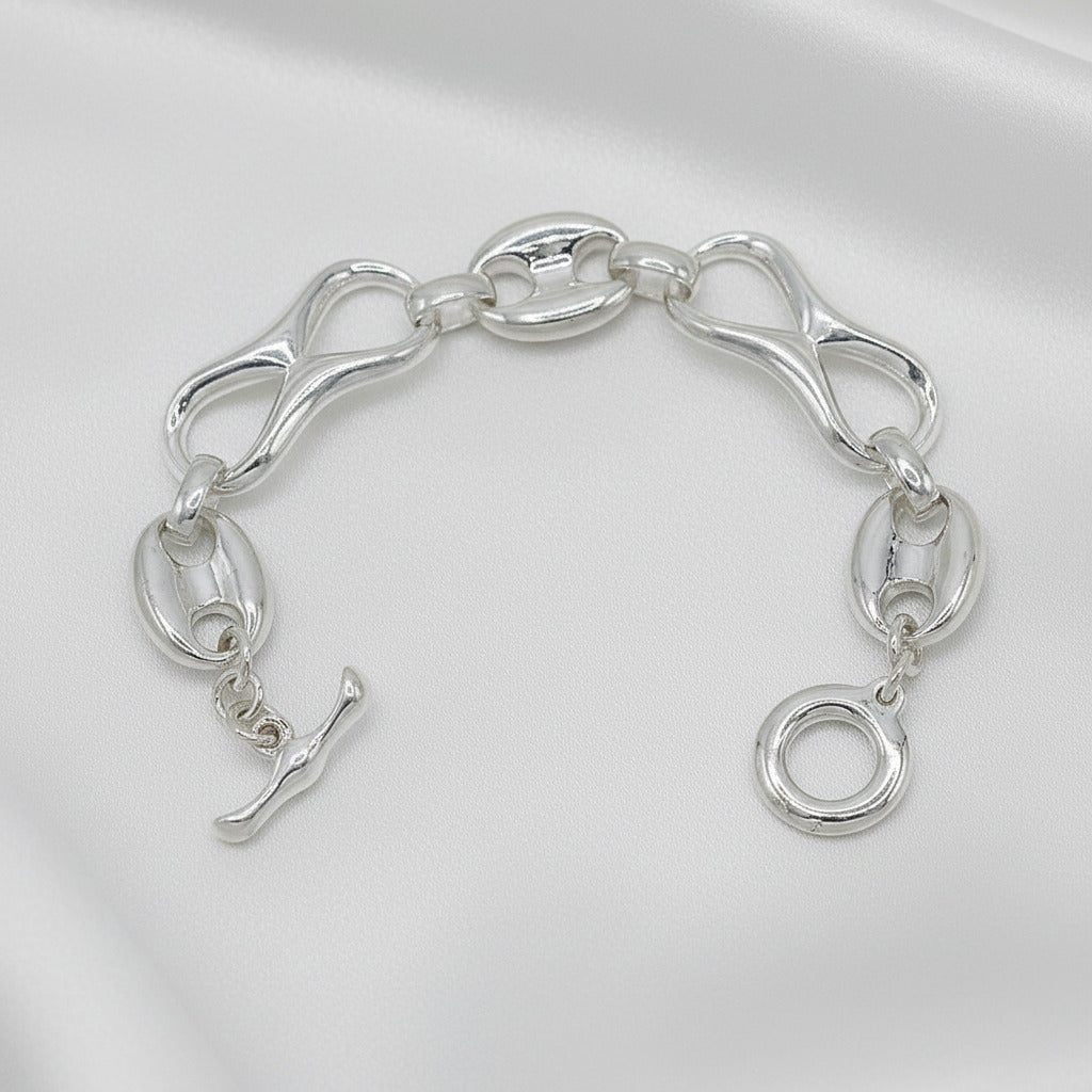 Pulsera de Eslabones Infinito y Calabrote en Plata de Ley 925 - Joya de Cadena Ancha de 16.5mm para Regalo Exclusivo