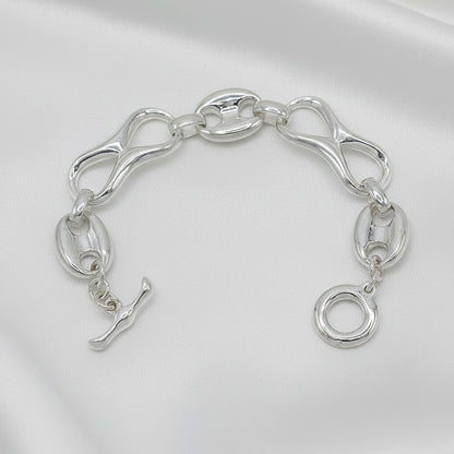 Pulsera de Eslabones Infinito y Calabrote en Plata de Ley 925 - Joya de Cadena Ancha de 16.5mm para Regalo Exclusivo