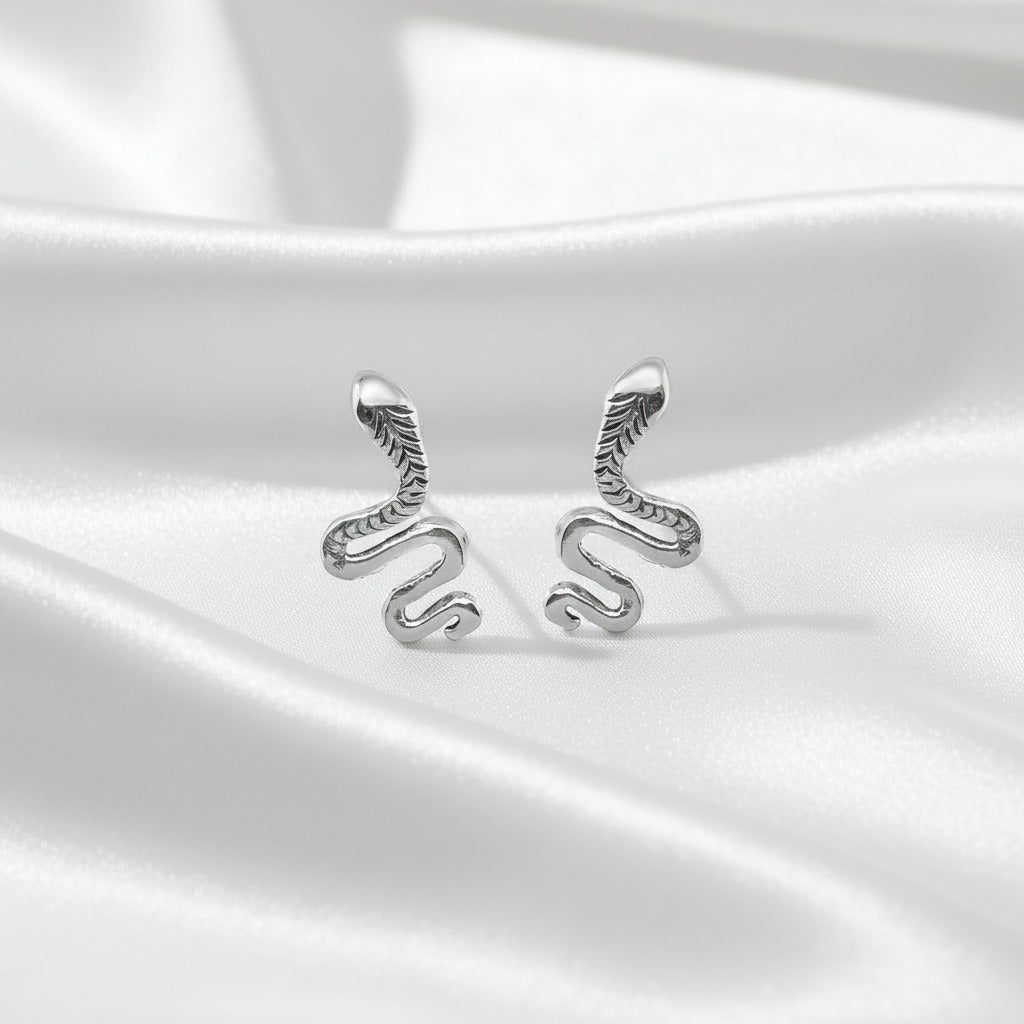 Pendientes de Serpiente Cobra en Plata de Ley 925 - Amuleto de Transmutación y Regalo de Protección Mística