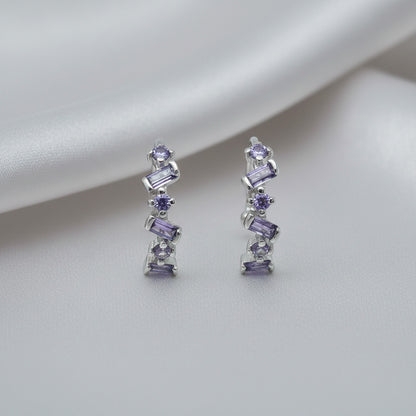 Pendientes para Cartílago en Plata de Ley 925 Rodiada con Circonitas Light Amatista - Regalo Elegante