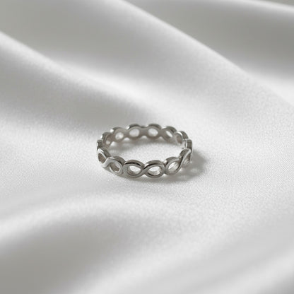 Anillo de Plata de Ley 925 con Símbolo de Infinito Continuo - Sortija Fina Midi de 4mm para Regalo Atemporal