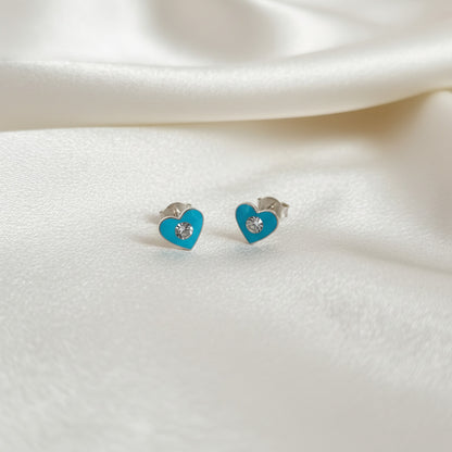 Pendientes Corazón Celeste "Cielo y Paz" – Plata de Ley 925 y Circonita (6mm)