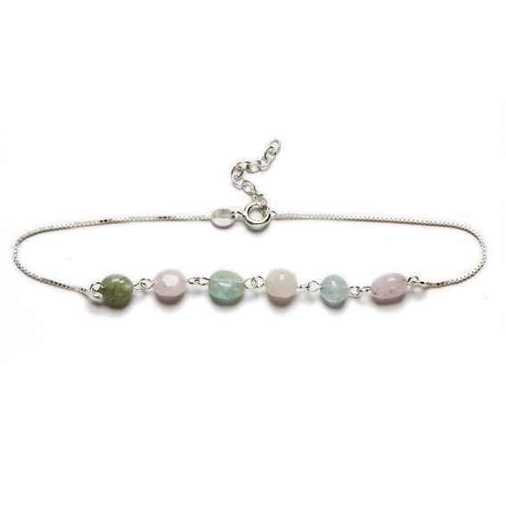 Tobillera de Plata de Ley 925 con Ágatas Naturales - Talismán Energético Ajustable