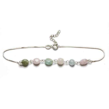 Tobillera de Plata de Ley 925 con Ágatas Naturales - Talismán Energético Ajustable