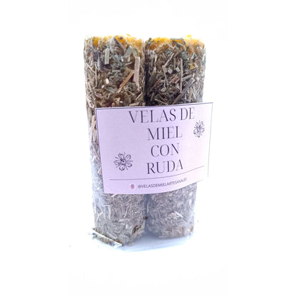 Velas de Miel y Ruda. Rompe Hechizos y Protección. Pack 2 velas.