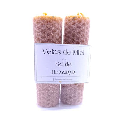 Velas de Miel con Sal del Himalaya. Armonización y Absorción. Pack 2 velas.